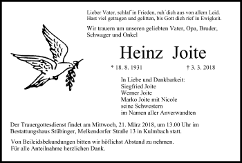 Anzeige von Heinz Joite von MGO