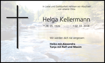Anzeige von Helga Kellermann von MGO