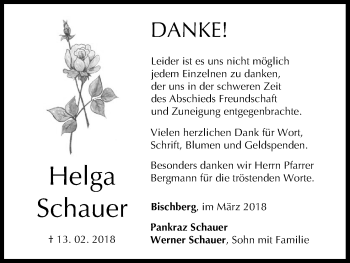 Anzeige von Helga Schauer von MGO