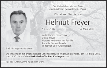 Anzeige von Helmut Freyer von MGO