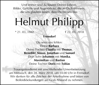 Anzeige von Helmut Philipp von MGO