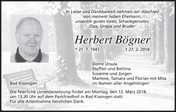 Anzeige von Herbert Bögner von MGO