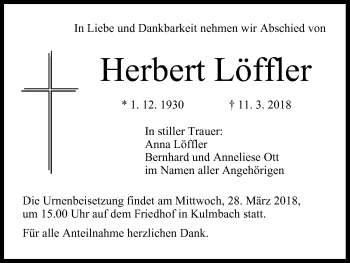 Anzeige von Herbert Löffler von MGO