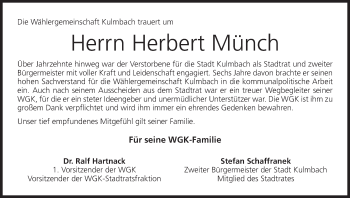 Anzeige von Herbert Münch von MGO