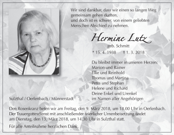 Anzeige von Hermine Lutz von MGO