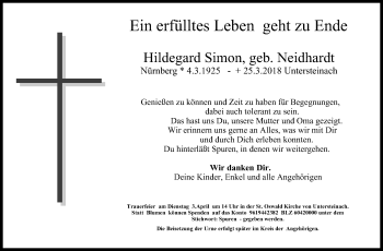 Anzeige von Hildegard Simon von MGO