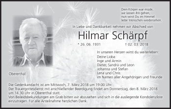 Anzeige von Hilmar Schärpf von MGO