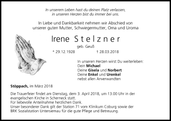 Anzeige von Irene Stelzner von MGO