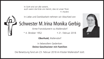 Anzeige von Irina Monika Gerbig von MGO