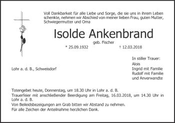 Anzeige von Isolde Ankenbrand von MGO