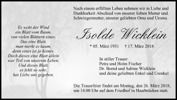 Anzeige von Isolde Wicklein von MGO