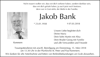 Anzeige von Jakob Bank von MGO