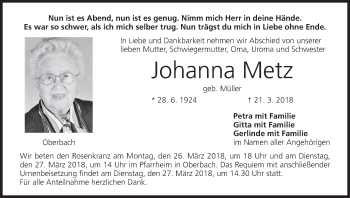 Anzeige von Johanna Metz von MGO