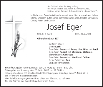 Anzeige von Josef Eger von MGO