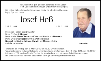 Anzeige von Josef Heß von MGO