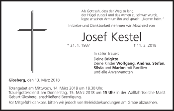 Anzeige von Josef Kestel von MGO