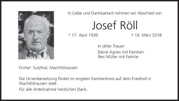 Anzeige von Josef Röll von MGO