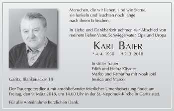 Anzeige von Karl Baier von MGO