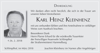 Anzeige von Karl Heinz Kleinhenz von MGO