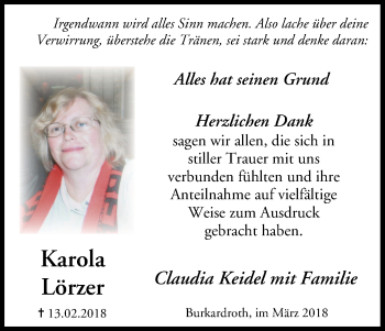 Anzeige von Karola Lörzer von MGO