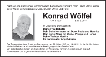 Anzeige von Konrad Wölfel von MGO