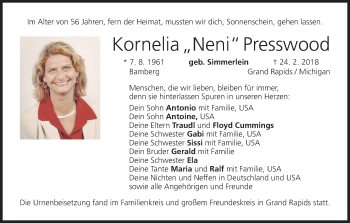 Anzeige von Kornelia Presswood von MGO