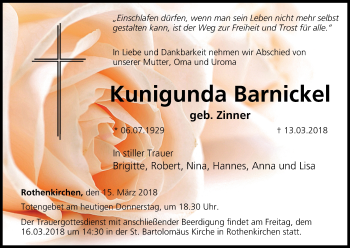 Anzeige von Kunigunda Barnickel von MGO