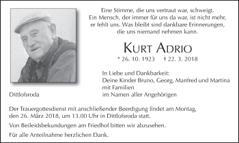 Anzeige von Kurt Adrio von MGO