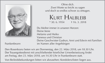 Anzeige von Kurt Halbbleib von MGO