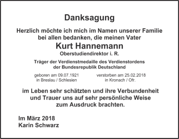 Anzeige von Kurt Hannemann von MGO