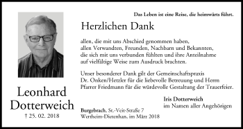 Anzeige von Leonhard Dotterweich von MGO