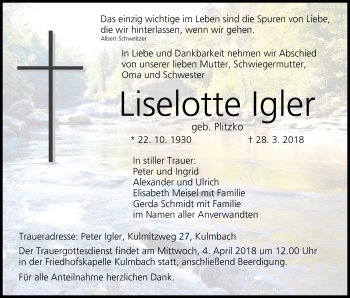 Anzeige von Liselotte Igler von MGO
