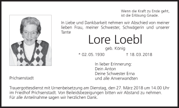 Anzeige von Lore Loebl von MGO