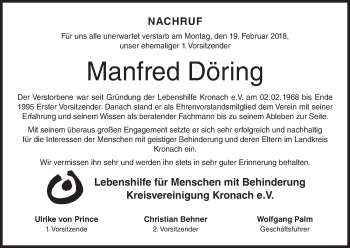 Anzeige von Manfred Döring von MGO