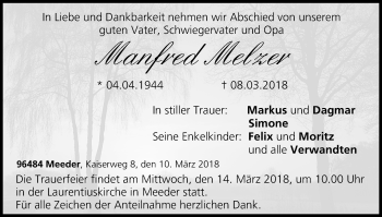 Anzeige von Manfred Melzer von MGO