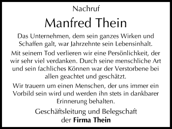 Anzeige von Manfred Thein von MGO