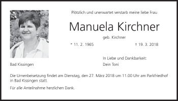 Anzeige von Manuela Kirchner von MGO
