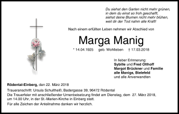 Anzeige von Marga Mang von MGO