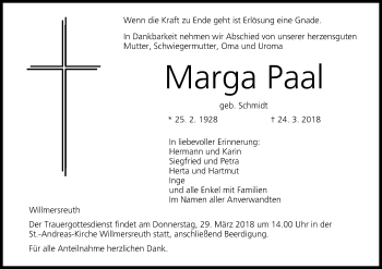 Anzeige von Marga Paal von MGO
