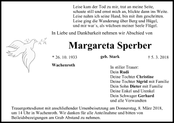 Anzeige von Margareta Sperber von MGO