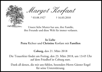 Anzeige von Margot Korfant von MGO