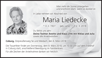 Anzeige von Maria Liedecke von MGO