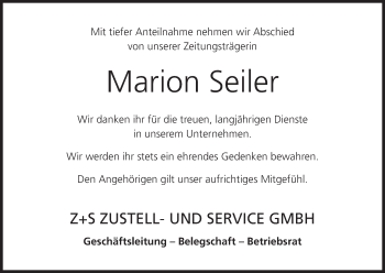Anzeige von Marion Seiler von MGO