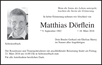 Anzeige von Matthias Dörflein von MGO