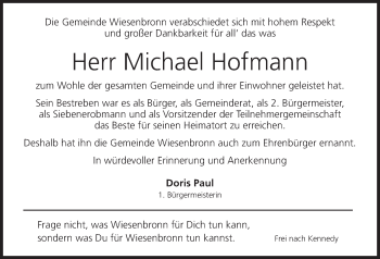 Anzeige von Michael Hofmann von MGO
