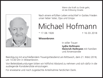 Anzeige von Michael Hofmann von MGO