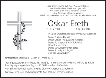 Anzeige von Oskar Ereth von MGO
