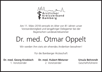 Anzeige von Otmar Oppelt von MGO