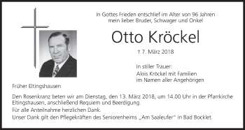 Anzeige von Otto Kröckel von MGO