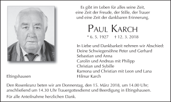 Anzeige von Paul Karch von MGO